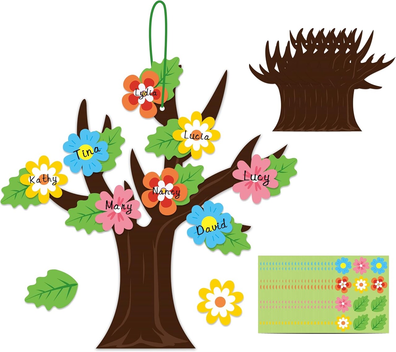 Spring Tree Activity Craft Kit, Make Your Spring Tree Hanging Ornaments, Springtime Flowers Leaves Trees DIY Party Decoration for Kids, Fun Activities Stickers Game for Home Classroom Preschool